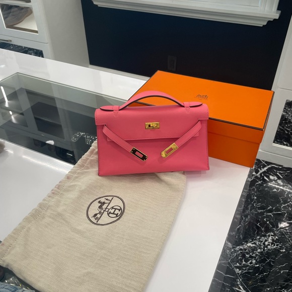 Hermes Kelly pochette rose - Picture 2 of 6